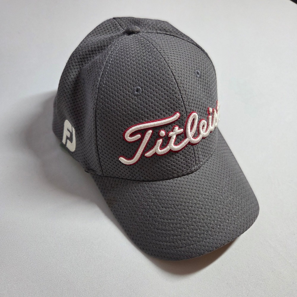 Titleist Mens A-Flex Golf Hat Grey Mesh Pro V1 FootJoy Logo Cap L/XL